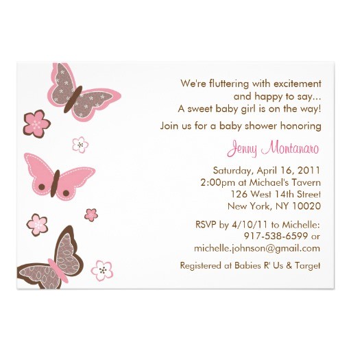 trendy pink butterfly baby shower invitations