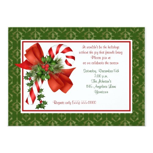 candy cane holiday party invitation