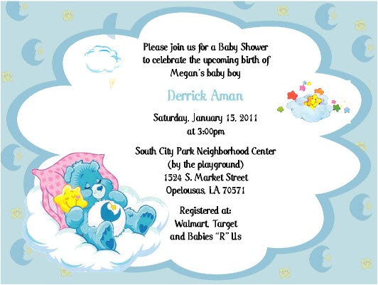 care bears invitations baby shower or