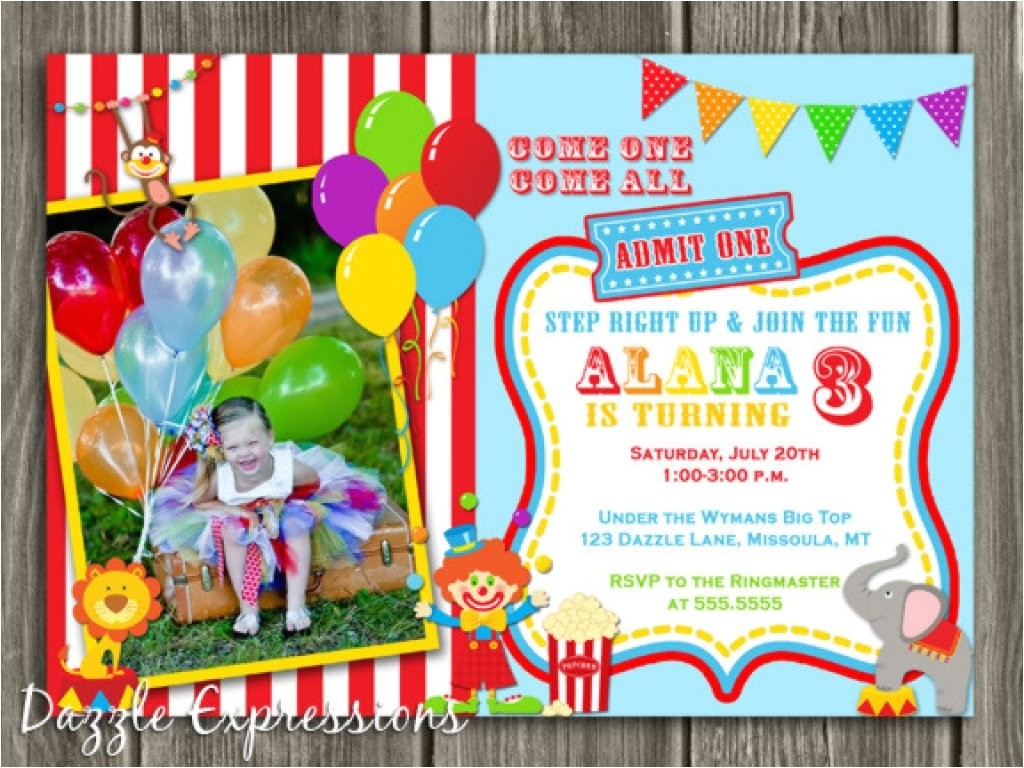 circus 1st birthday invitations