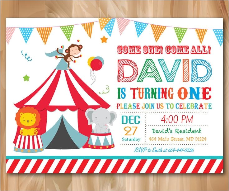 circus birthday invitations