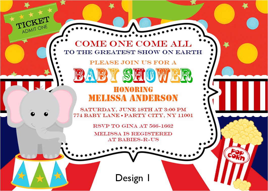 best 10 vintage circus baby shower invitations