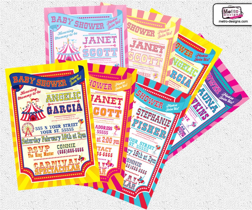 carnival baby shower invitations circus