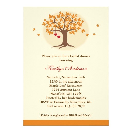 fall tree bridal shower invitation