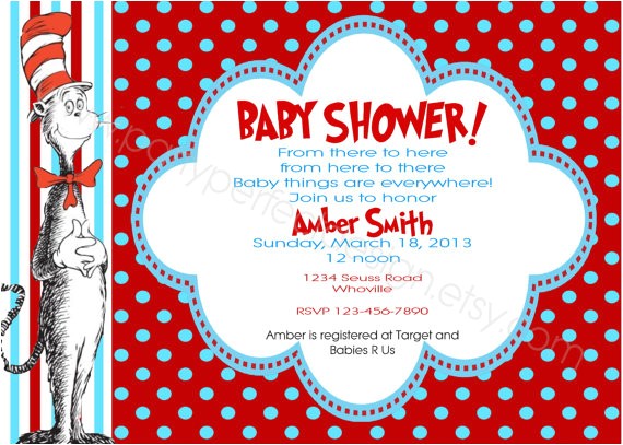 cat in the hat baby shower invitations
