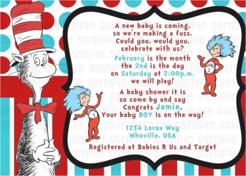 Cat In the Hat Baby Shower Invites Cat In the Hat Baby Shower Invitations