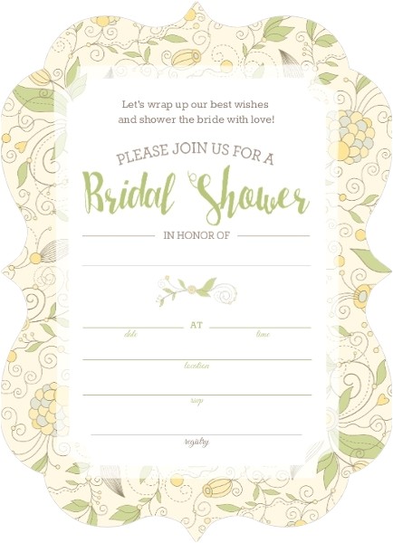 whimsical yellow flower bridal shower fill in the blank invitation