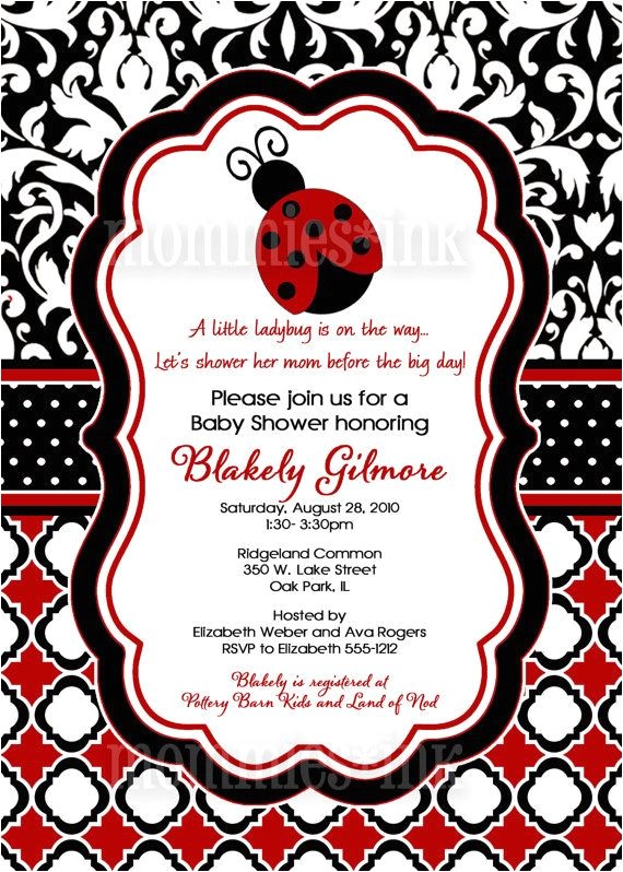 ladybug baby shower invitations