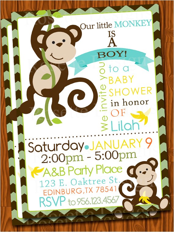 monkey baby shower invitations