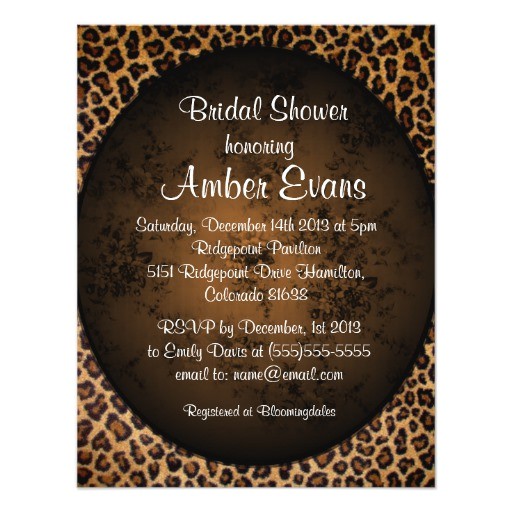 cheetah print bridal shower invitation