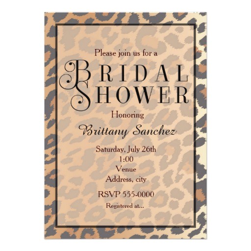 leopard print cheetah bridal shower invitation