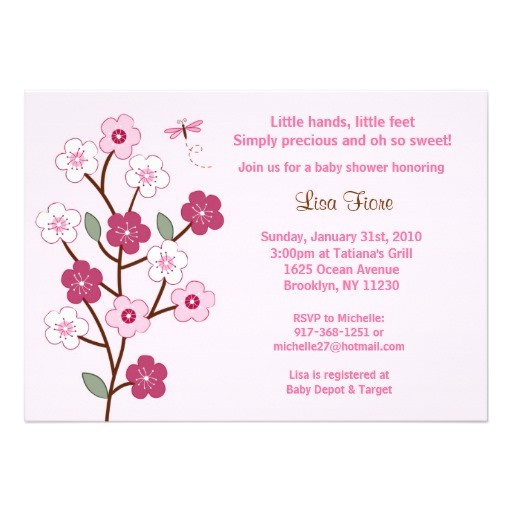 cherry blossom custom baby shower invitations