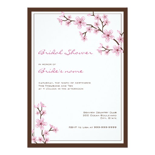 cherry blossom bridal shower invitations