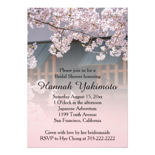 bridal shower cherry blossom floral invitations