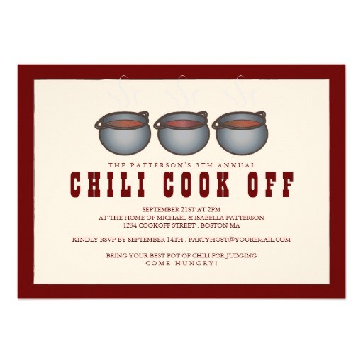chili pot trio chili cook off party invitation