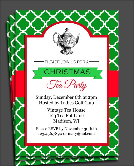 christmas tea party invitation printable