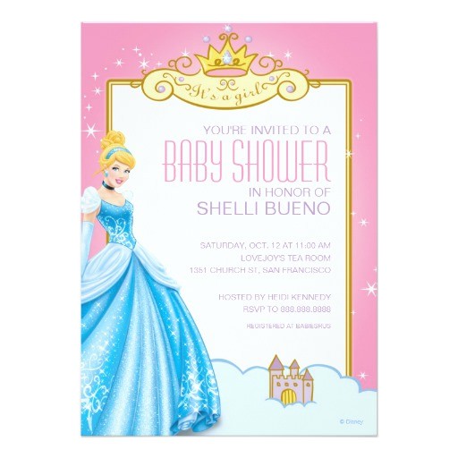 disney princess cinderella its a girl baby shower invitation
