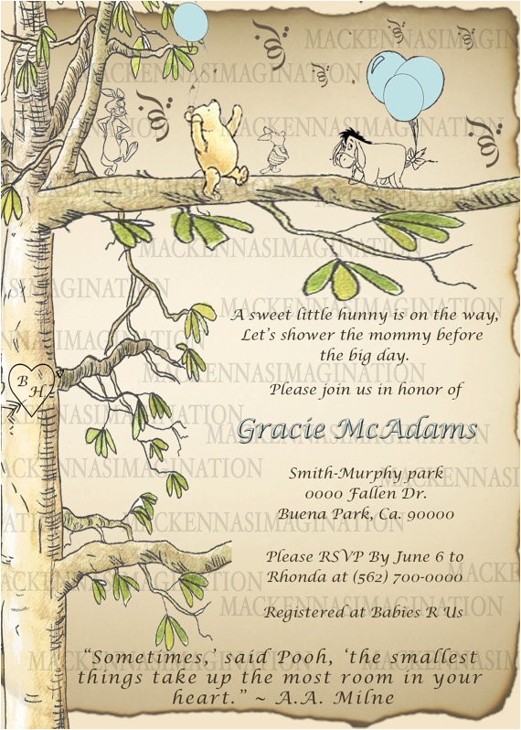 classic winnie the pooh baby shower invitations