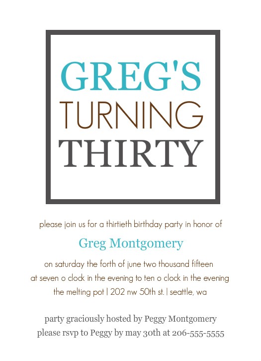 30th birthday party invitations