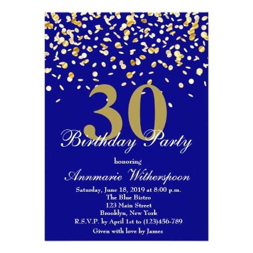 elegant 30th birthday invitation gold confetti