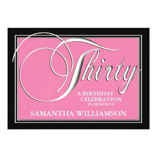 elegant pink 30th birthday invitations
