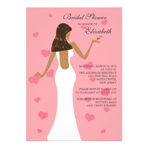 chic cocktail bride bridal shower invitation pink