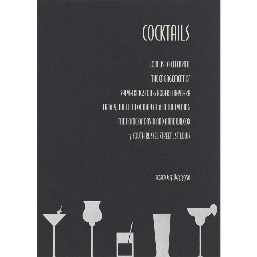 stunning black and white cocktail party invitation with wording for kids plus rectangular shaped