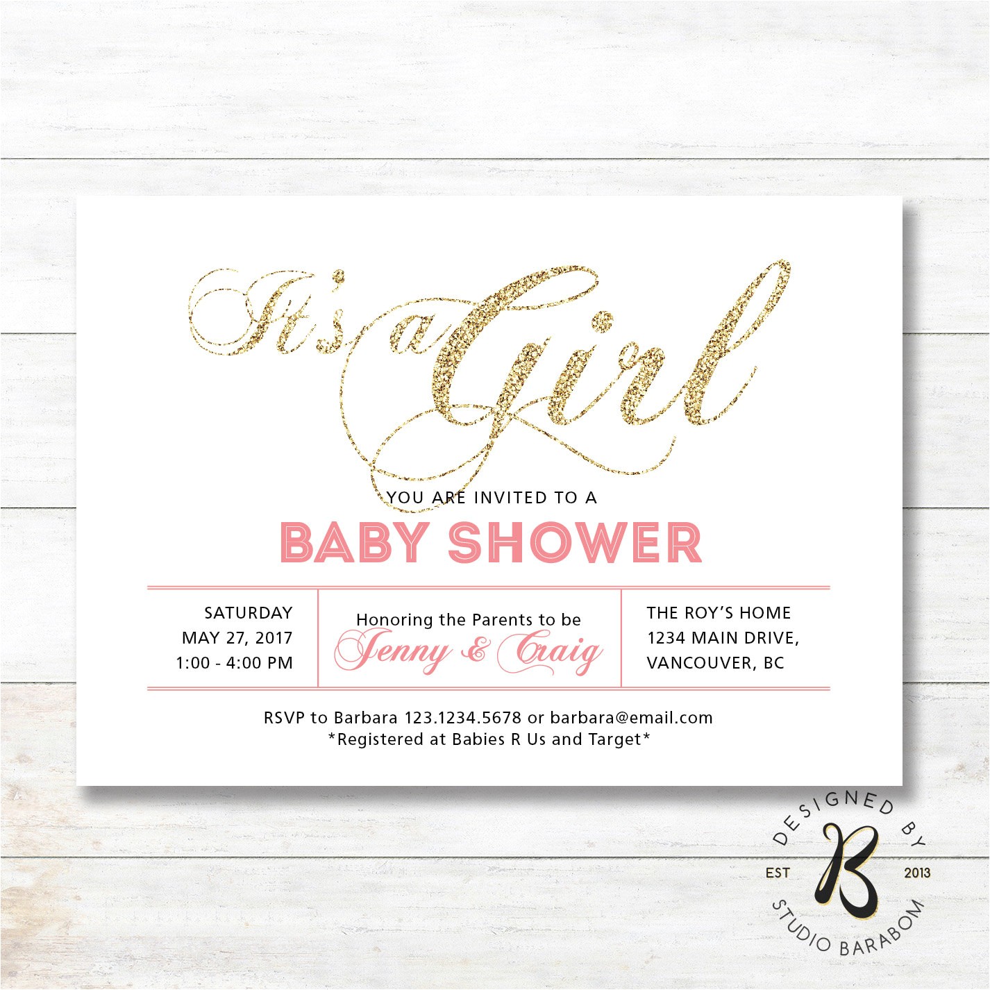 girl baby shower invitation coed couples
