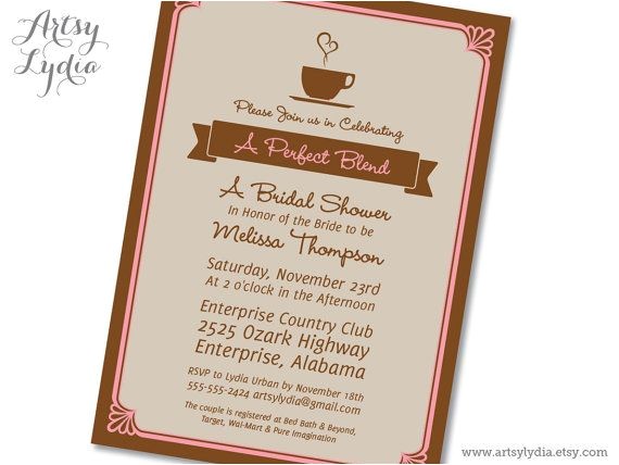 bridal shower invitations coffee theme