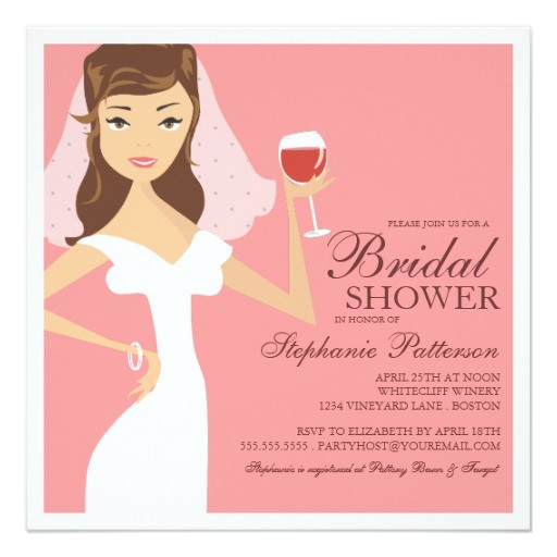 modern bride wine theme bridal shower invitation