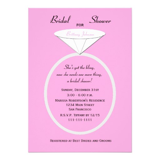 unique ring bridal shower invitation on pink