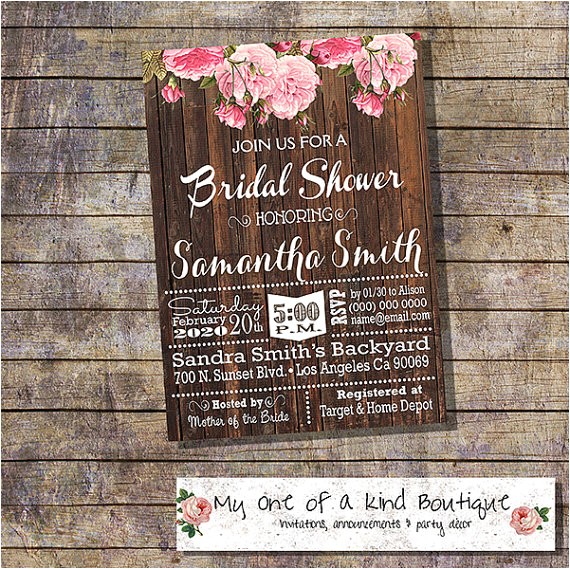 country chic bridal shower invitation