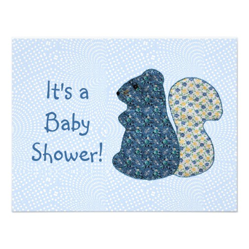 cute country style blue squirrel baby shower invitation