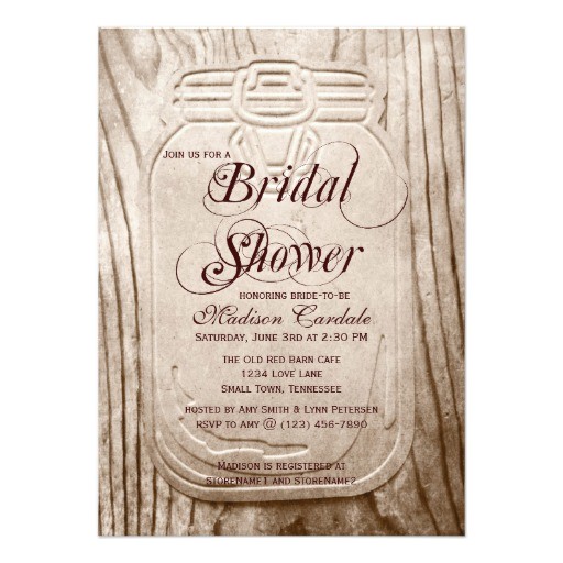 country mason jar rustic bridal shower invitations