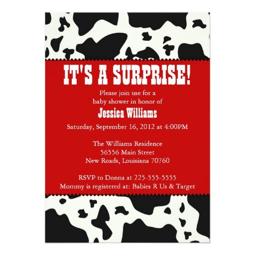 cow print baby shower 5x7 paper invitation card