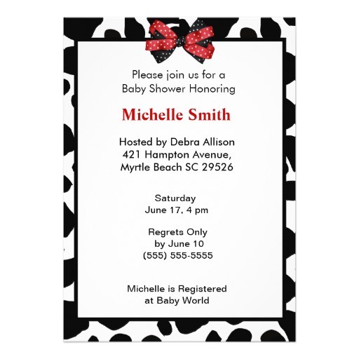 cow print baby shower invitations