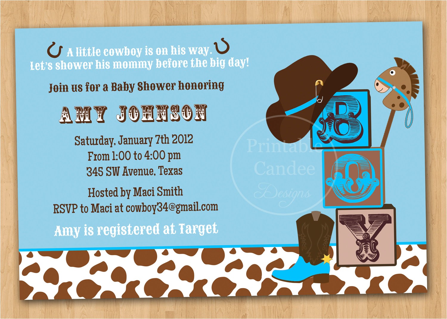 cowboy baby shower invitations