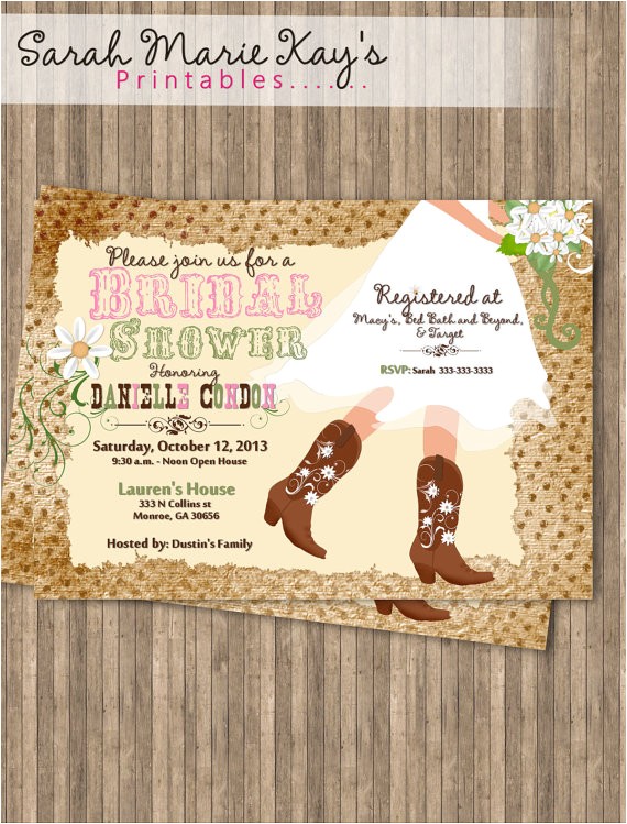 cowboy boots bridal shower printable