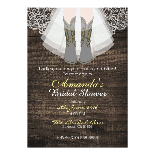 rustic ranch cowgirl bridal shower invitation 5 x7