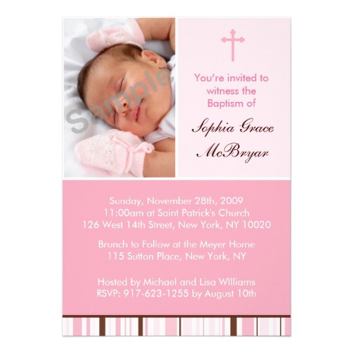 mod stripes pink custom baptism invitations