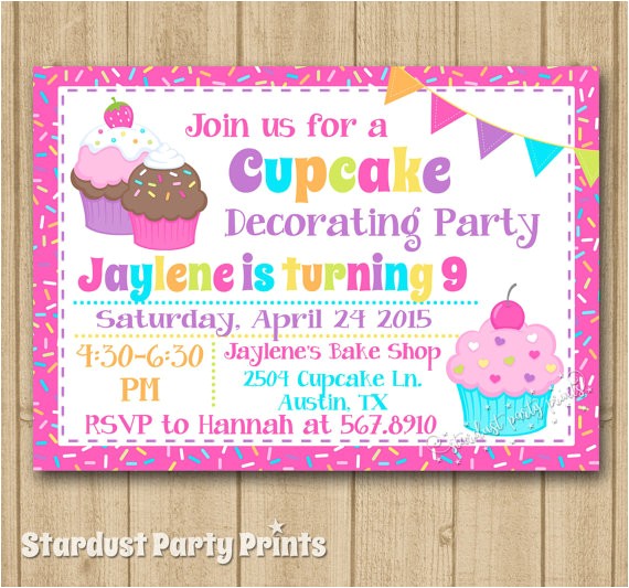 cupcake decorating birthday invitation