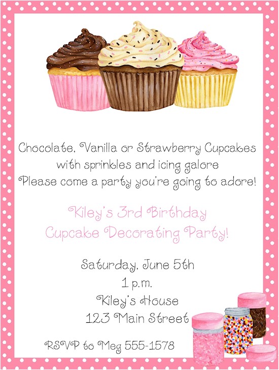 cupcake decorating birthday party invitations