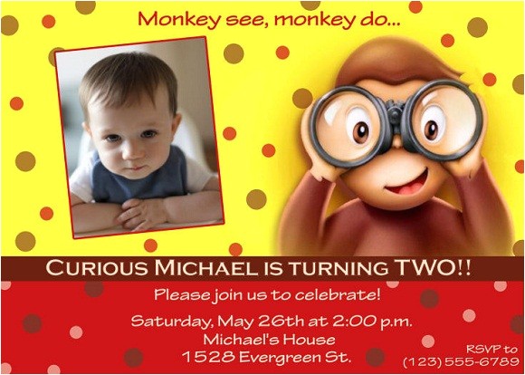 curious george birthday party invitations
