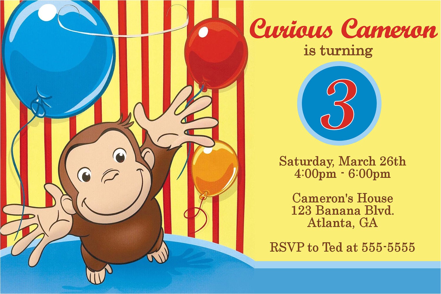 curious george party invitations