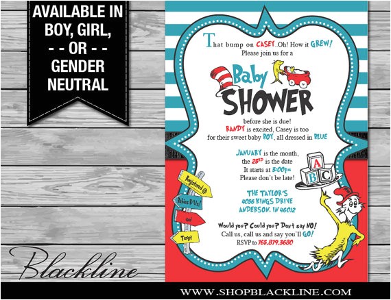 printed dr seuss baby shower invitations