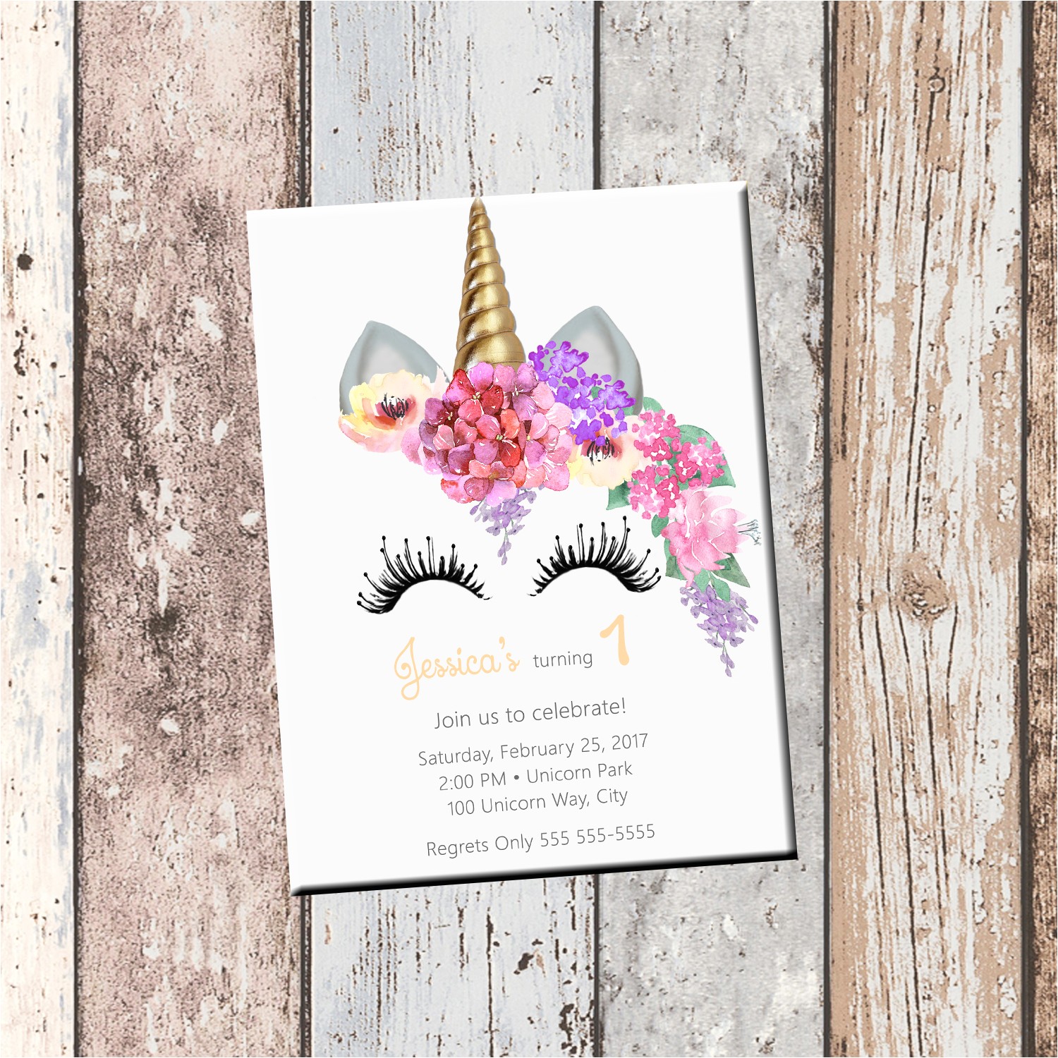 19149016 unicorn birthday personalized invitation 1 sided birthday card party invit