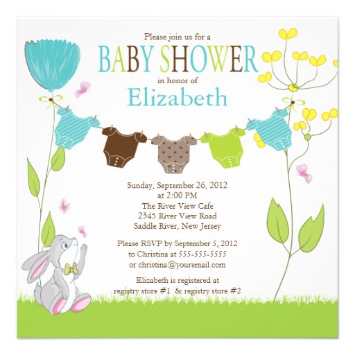 cute clothesline boy baby shower invitations