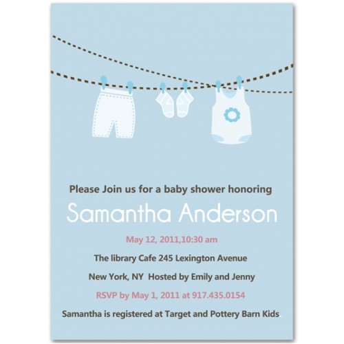 lovely and cute baby suit boy shower invitations bs139