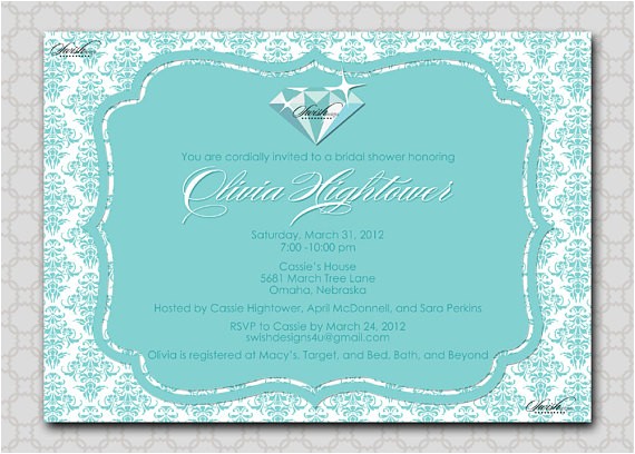 tiffanys inspired bridal shower invitation diamond