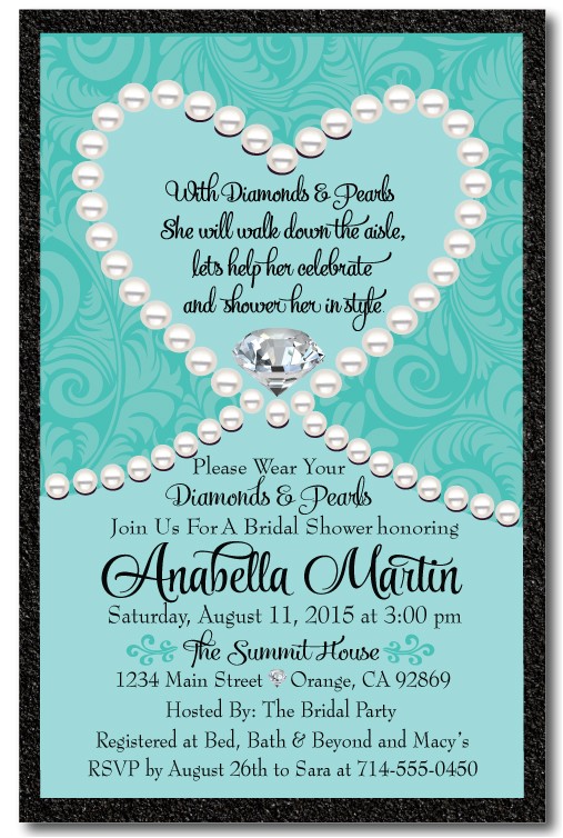 diamonds pearls bridal shower invitation p 2580